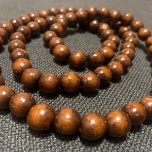 Handmade Brown Wood Bead Necklace for Women or Men - Boho Long Wooden Necklace Earthy Rustic Charm, Hippie Style Jewelry