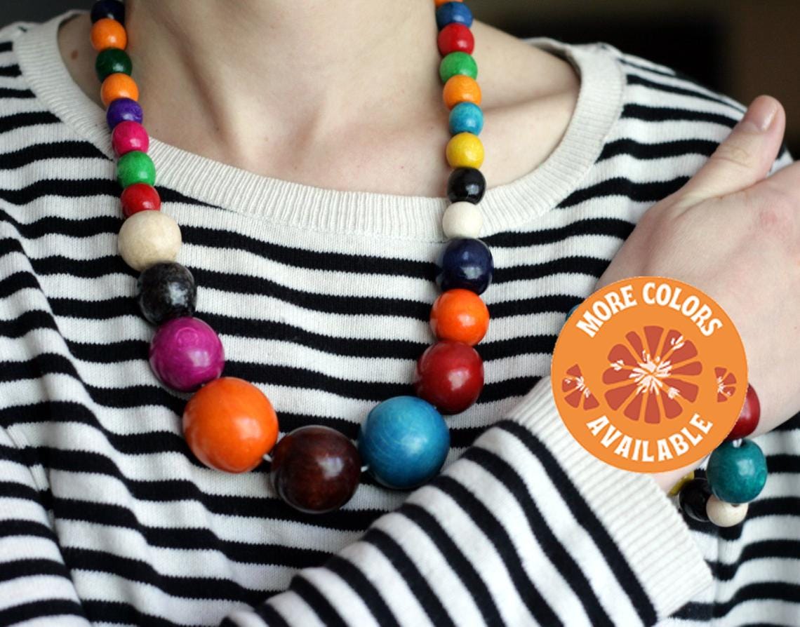 Beach Nevklace Hippie Boho Colorful Ceramic Round Beads Strand