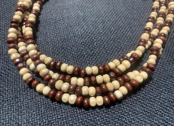 ボヘミアン風ウッドビーズネックレス - ハンドメイドユニセックス