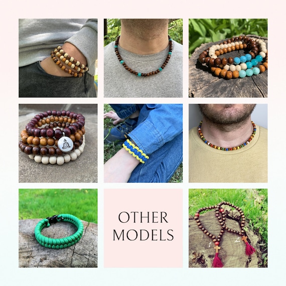 Handmade Long Wooden Bead Necklace - Ethnic Boho Hippy Accessory