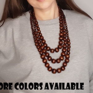 Colored wooden bead necklace  from Ukraine, statement multi layer necklace, chunky multi strand wood bead necklace, bohemian ethnic necklace