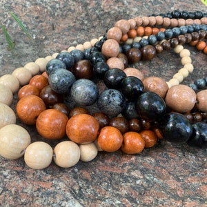 Chunky Wooden Bead Necklace - Statement  Large Natural Beads Jewelry