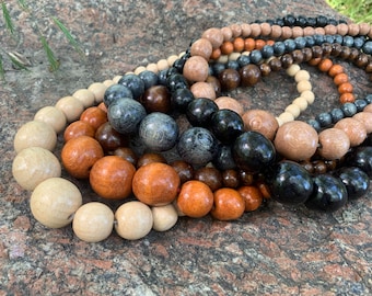 Chunky Holzperlen Halskette - Statement großen natürlichen Perlen Schmuck