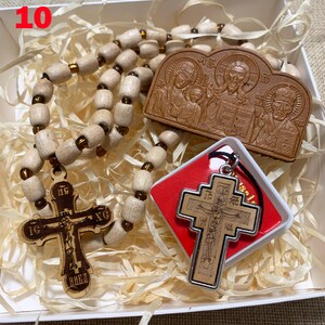 Orthodox Christian Gift Set, Car Rosary Beads and Wooden Icon, Religious Car Charm and Prayer Beads, Christian Home Protection Gift image 11