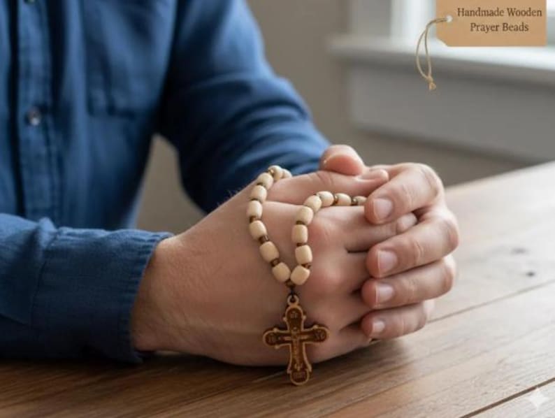 Orthodox Christian Gift Set, Car Rosary Beads and Wooden Icon, Religious Car Charm and Prayer Beads, Christian Home Protection Gift image 15
