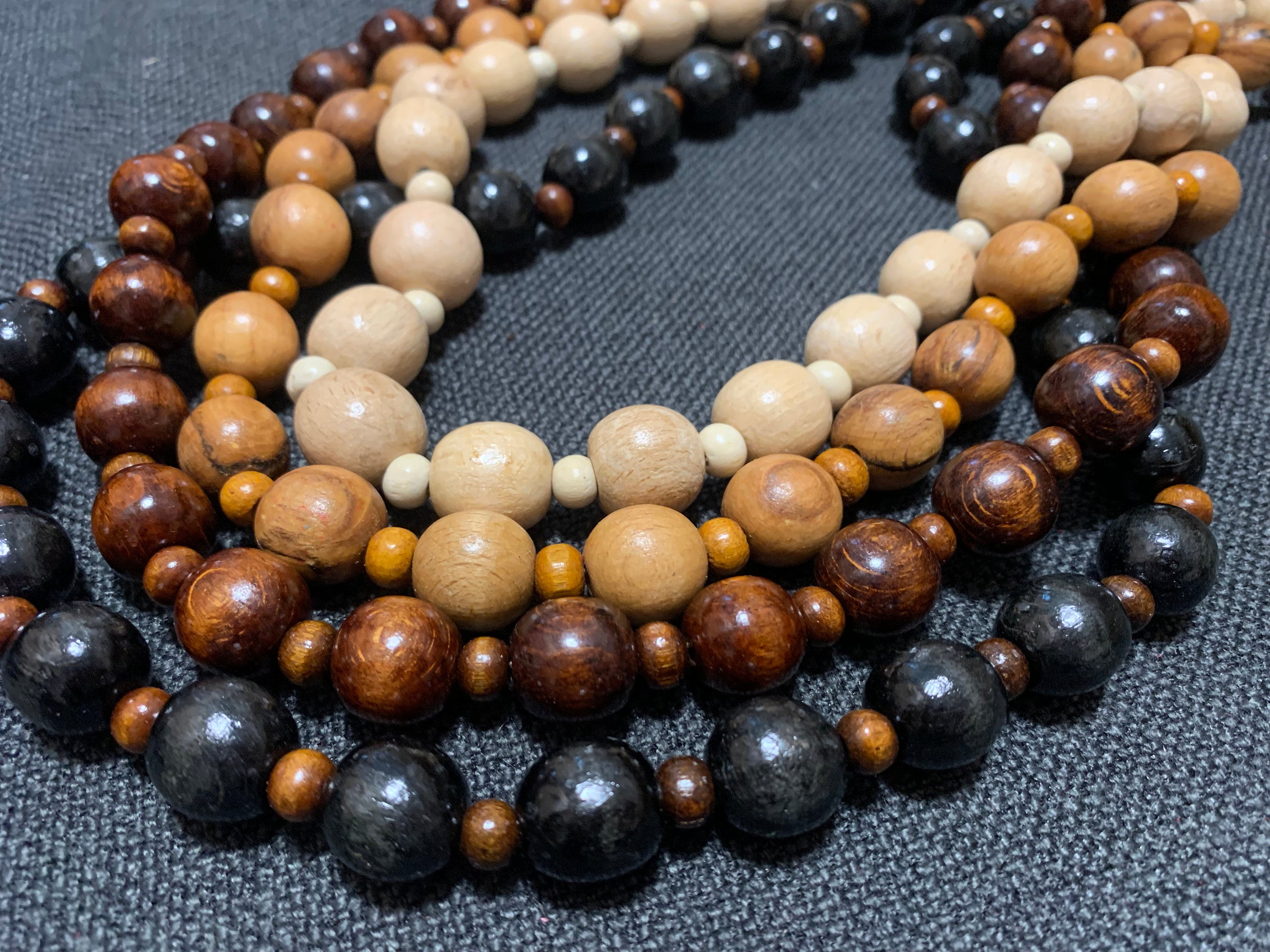 The Akuma Two Toned Wooden Necklace/ Large Wooden Bead Necklace for Men 