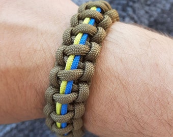 Customizable Survival Bracelet for Men and Women, Braided Ukrainian Military Bracelet with Ukraine Flag. Perfect Gift from Ukraine Shop