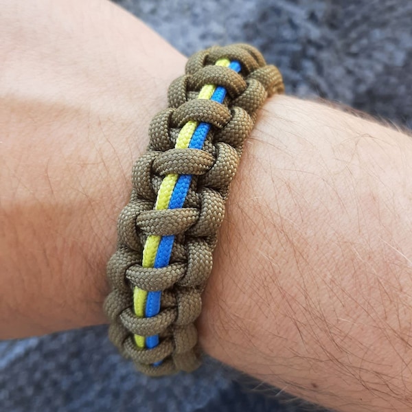 Customizable Survival Bracelet for Men and Women, Braided Ukrainian Military Bracelet with Ukraine Flag. Perfect Gift from Ukraine Shop