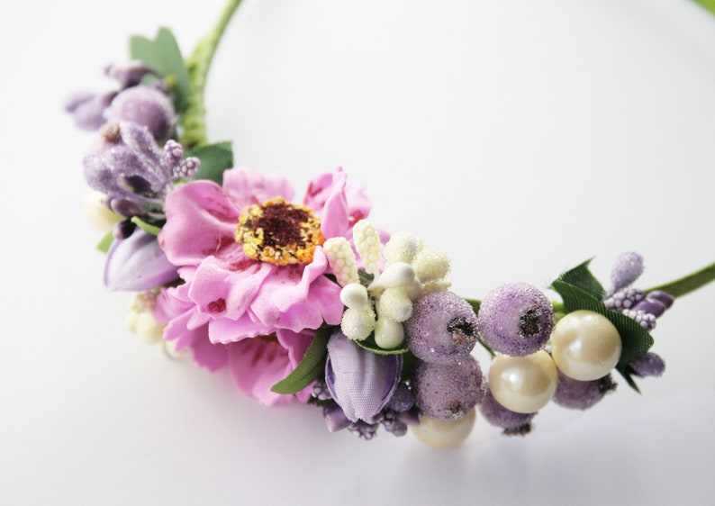 flower girl gifts Purple flower girl crown Rustic festival headpiece