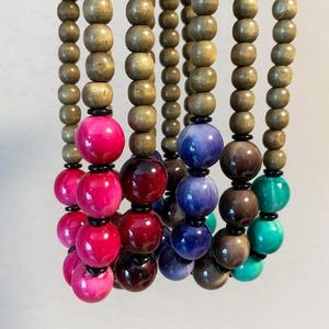 Wooden bead necklace for women, handmade wood beaded jewelry