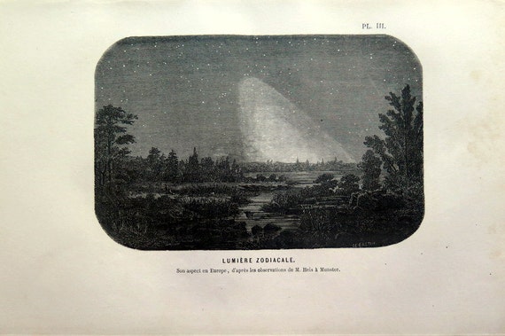 stars heavens cosmos plate celestial solar system. 1866 Antique astronomy comet shapes print original kinds comets engraving