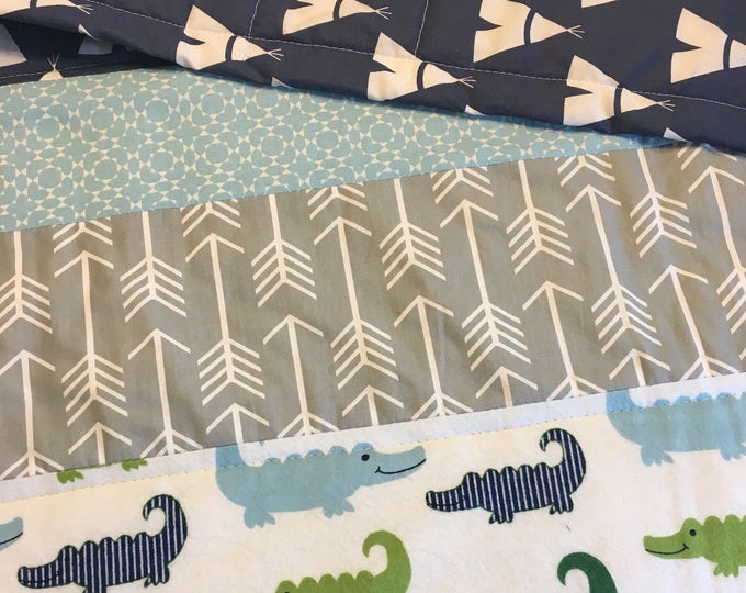 Peter Pan Quilt Set With Alligators, Peter Pan Crib Bedding, Alligator