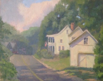 Around the Bend, Old Lyme, CT.   Framed included. Original oil painting, plein air  landscape with Lyme Land Conservation.