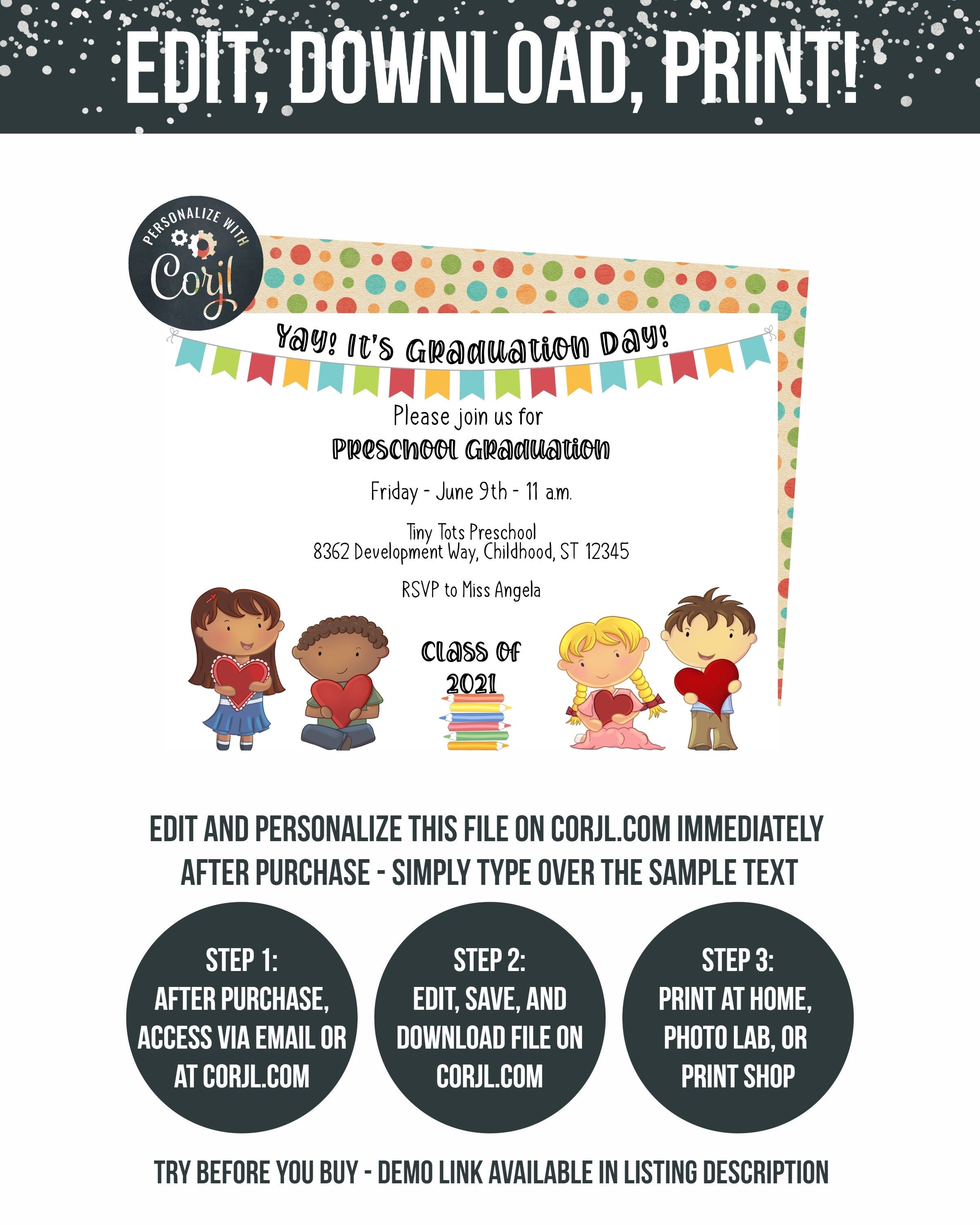 preschool graduation kindergarten grad preschool etsy