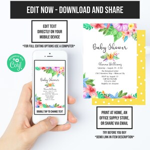 Tropical Baby Shower, Luau Baby Shower, New Baby Invitation, Sip and See, Instant Access, Aloha Baby