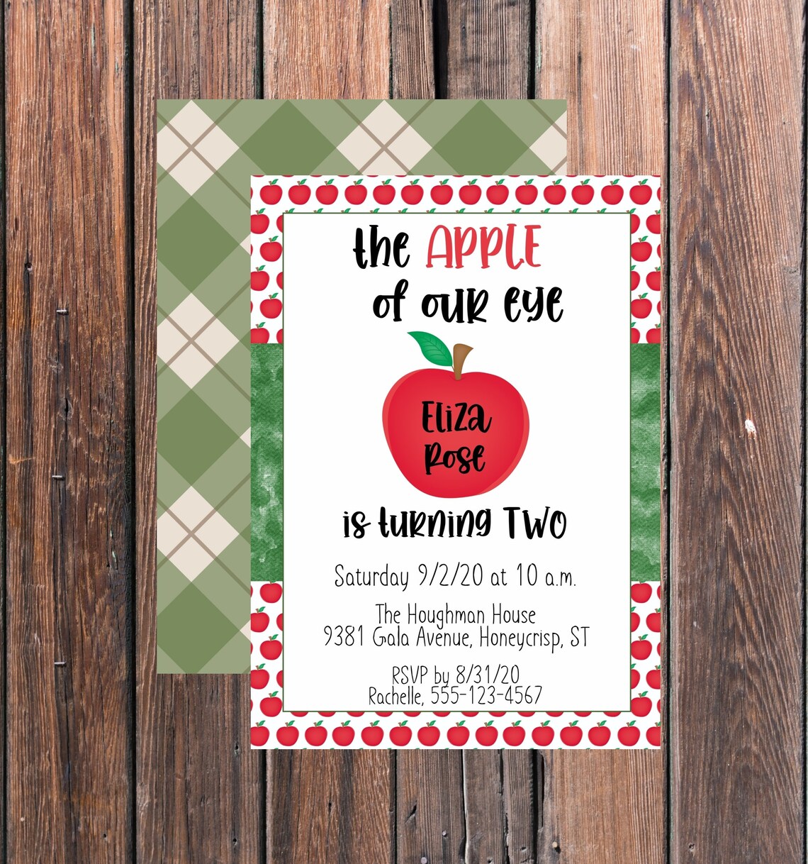 Apple Birthday Invitation 1st Birthday Invite Apple Party Etsy UK