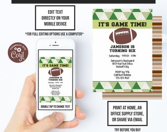 Football Invitations, Football Birthday, Sports Invitations, Instant Access, Printable Flyer