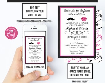 Engagement Party, Couples Shower, Editable Wedding Shower Invite, Instant Access