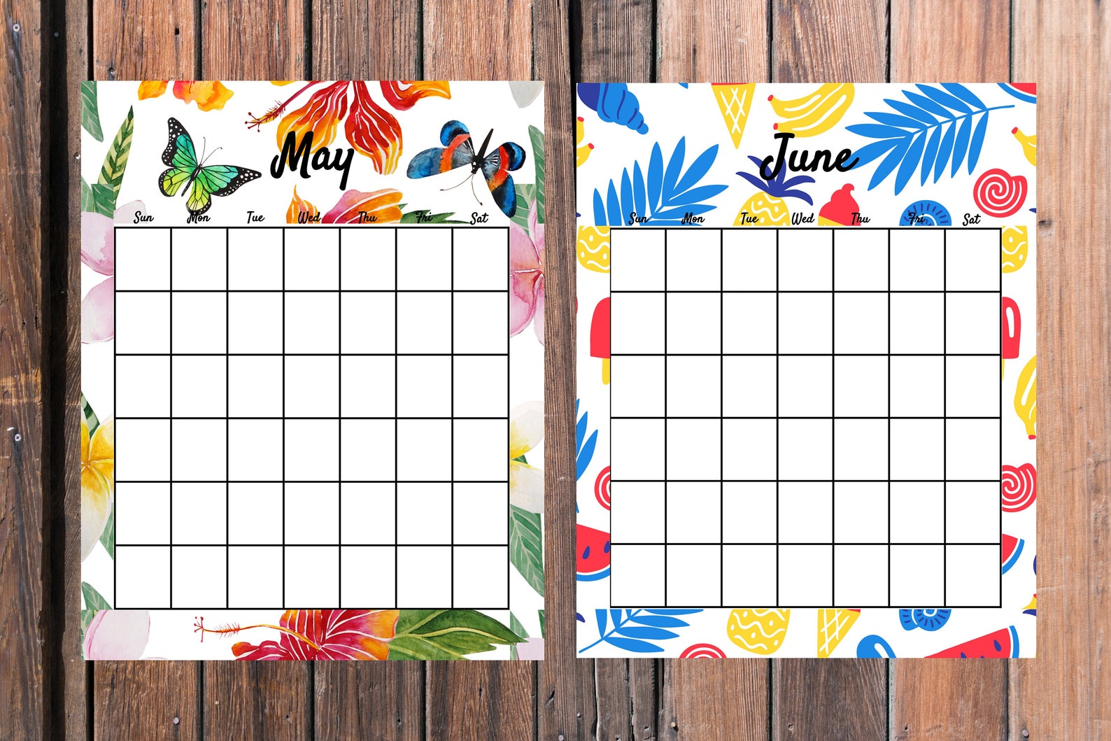 DIY Calendar Reusable Calendar Easy Printables for Etsy