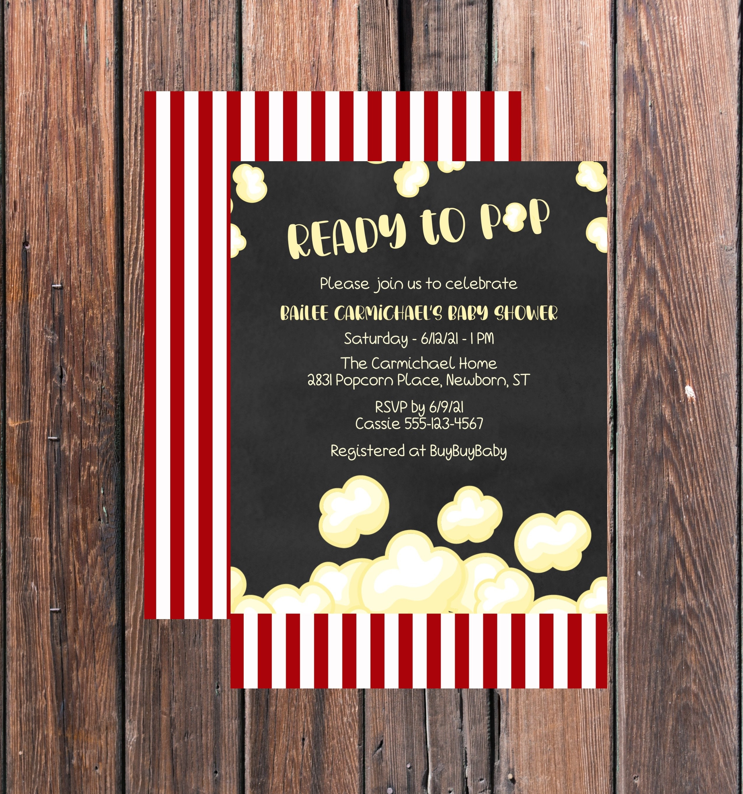 Popcorn Baby Shower Ready to Pop Popcorn Party New Baby  