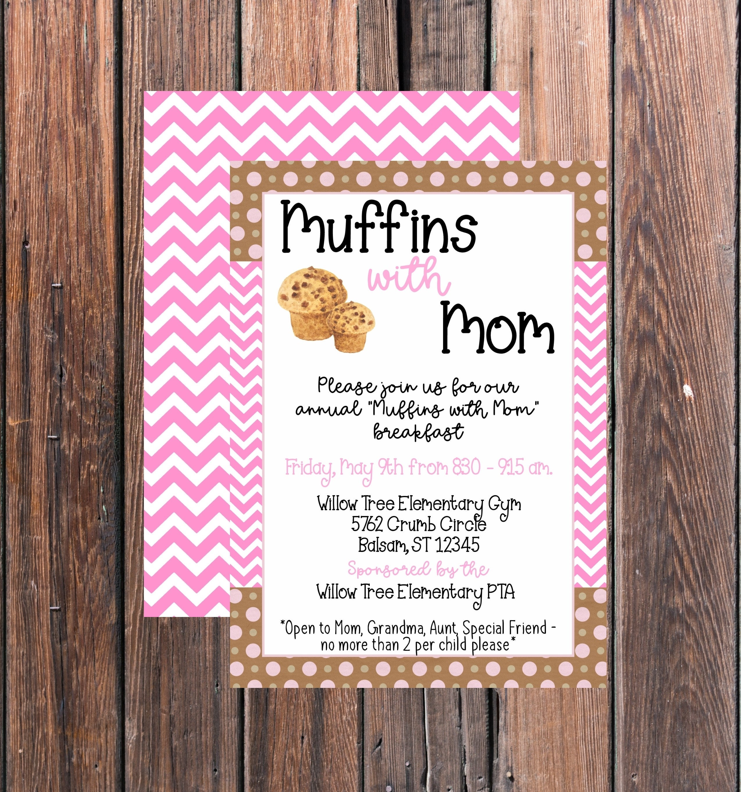 Muffins with Mom Mothers Day Invitation Moms and Muffins Etsy
