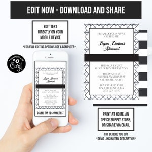 Retirement Invites, Geometric Invitation, Retirement Party, Editable Retirement, Corjl Template, Instant Access