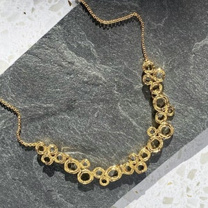 Boho Style Connected Circles Necklace, Gold Cluster Bubbles Statement Necklace for Women, Bohemian Chic Gift for Her Unique Abstract Jewelry