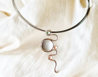 Naszyjnik w stylu boho w kształcie serpentyny, niestandardowy naszyjnik w kolorze różowego złota dla kobiet, biżuteria w stylu boho chic na prezent dla niej, wyjątkowy naszyjnik w kształcie węża