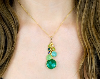 Custom Birthstone Necklace for Grandma Gift for grandmother with grandkids birthstones, Personalized Grandma Necklace, Birthday Gift grandma