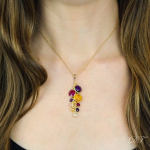 Custom Birthstone Necklace for Grandma, Mother's Day Gift for Grandmother with grandkids birthstones custom mothers jewelry mom birthday
