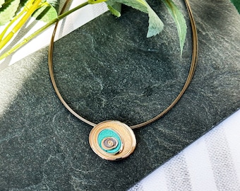 Boho Style Abstrakcyjny Naszyjnik Złe Oko, Biżuteria Z Różowego Złota, Kolorowy Prezent Boho Chic, Ręcznie Robiona Biżuteria Geometryczna