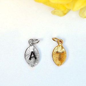 Add hand-stamped leaf initial to any order, initial charm