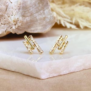 Boho Style Cluster Bar Earrings, Geometric Statement Necklace for Women, Bohemian Chic Gift for Her, Unique Rectangular Bar Sun Ray Jewelry