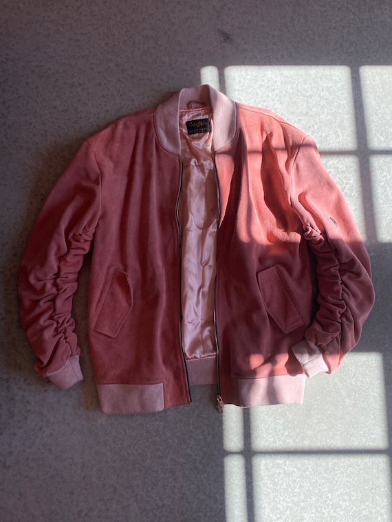 Vintage pink silk and suede jacket