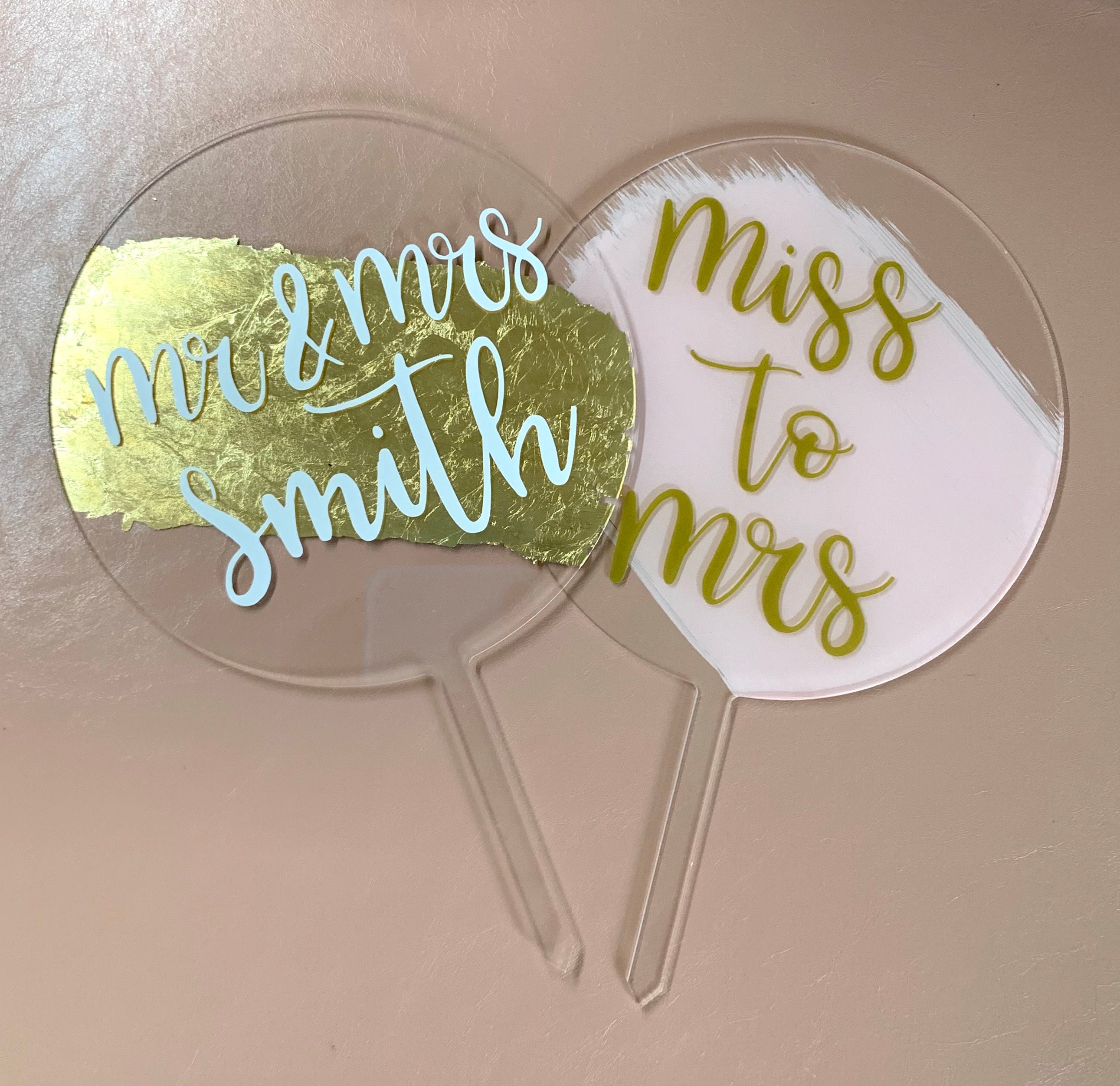 Acrylic Cake Topper Wedding Cake Topper Gold Leaf Cake Etsy UK