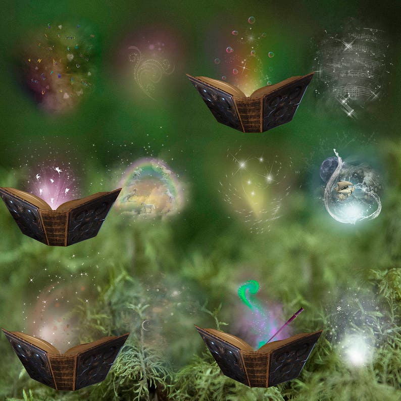 Old Books and 12 Magical Overlays - Etsy