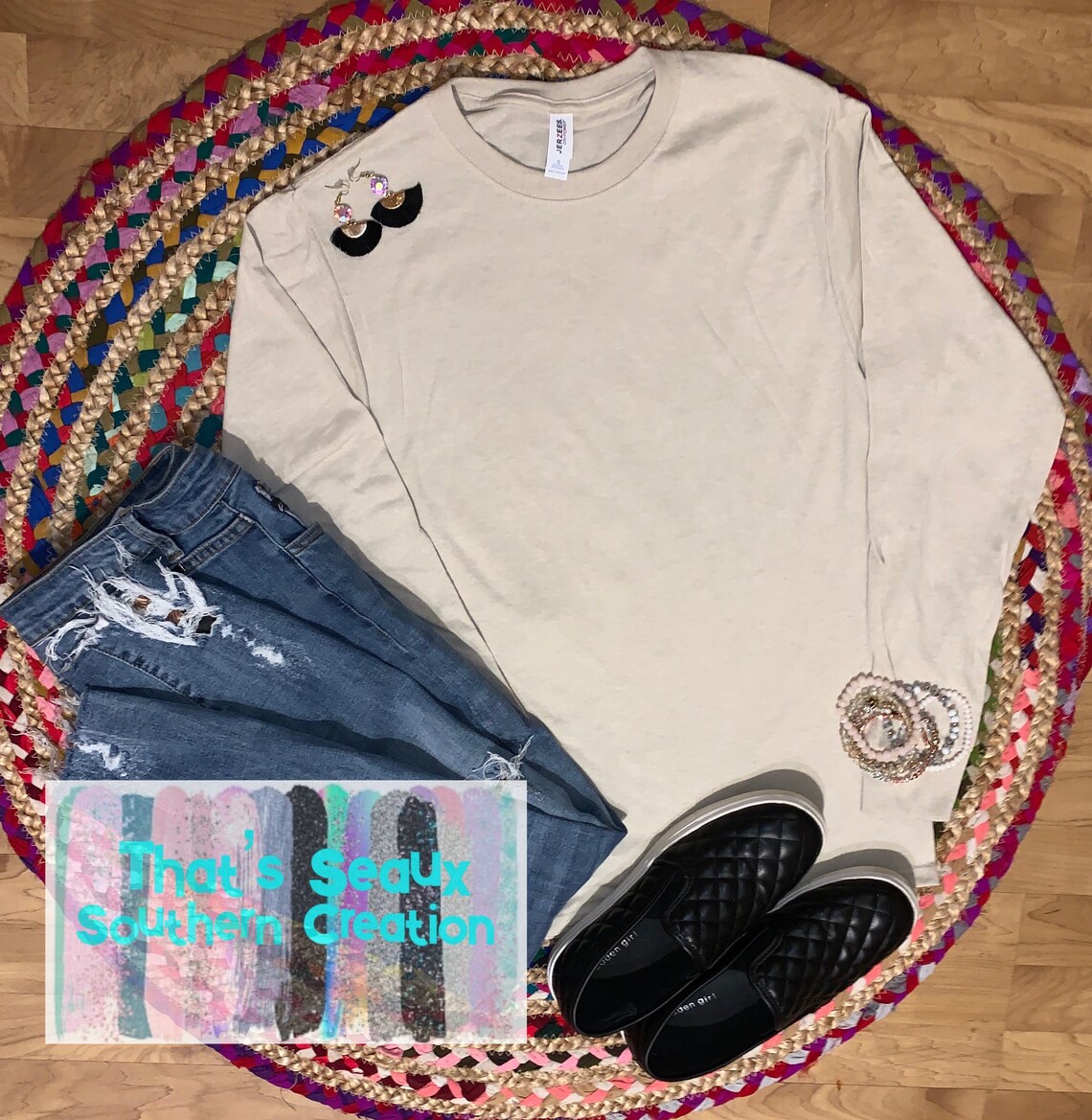 Mock up JERZEES Long Sleeve Sandstone Etsy