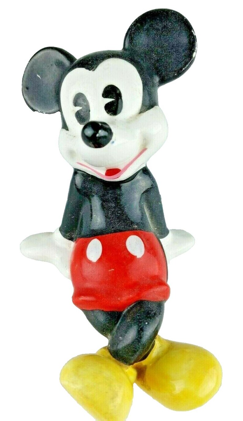 VTG Disney Mickey Mouse Ceramic Figurine Made in Japan 4" Tall Porcelain Pie Eye image 5