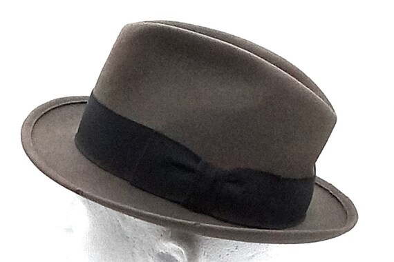 Vintage Men's Stevens Beaver Blend Fedora Hat Gra… - image 1