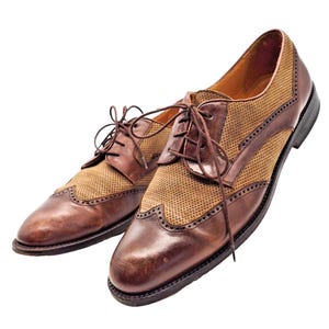 Mezlan Costa Two-Tone Tan and Beige Lace-Up Oxfords Mezlan Brown Buckingham Leather Split Toe Dress Shoes Lace  main image 4