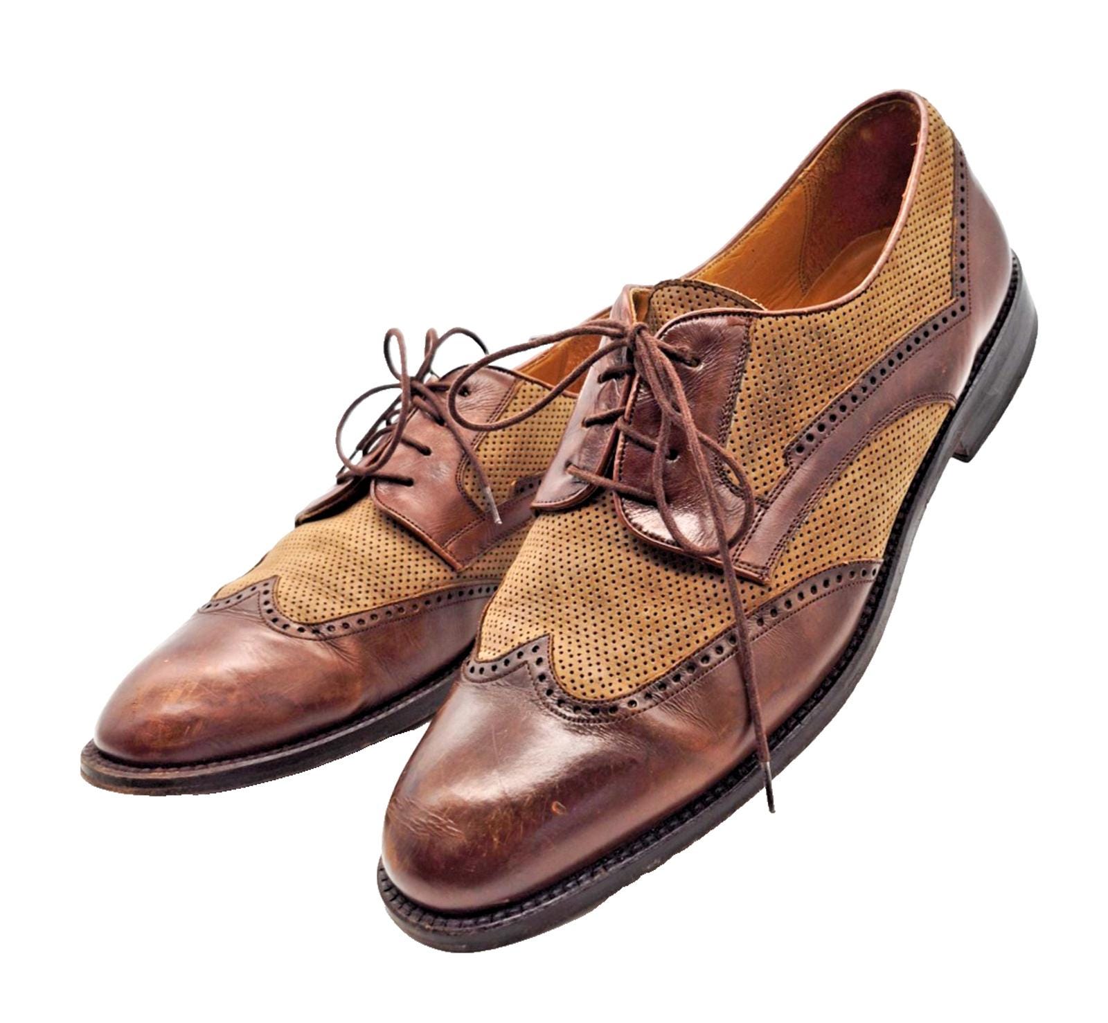 Mezlan Two-Tone Brogue Brown Leather Oxford Dress Shoes Spain 9 D Mezlan 4990-F Sport Brown Exotic Crocodile-Skin Double Monk  main image 2