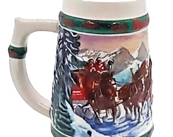 Budweiser 1993 Holiday Beer Steins Clydesdale Ceramarte Mug