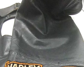 Harley-Davidson Leather Chaps Size S Buckle Front Black the Leather Works Vintage