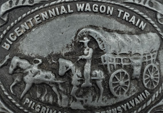 Vintage 1976 Wagon Train Belt Buckle Pilgrimage P… - image 4