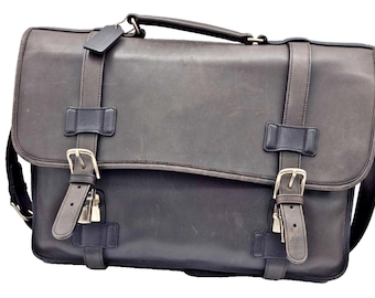 Borsa a tracolla/borsa per laptop vintage Coach Madison #5325 in pelle nera, unisex, utilizzabile sia come borsa da lavoro che come borsa a tracolla/borsa per laptop.