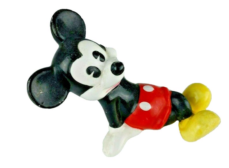 VTG Disney Mickey Mouse Ceramic Figurine Made in Japan 4" Tall Porcelain Pie Eye image 1