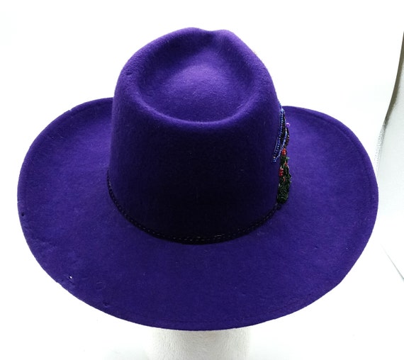 VTG Michael Howard Cowgirl Hat Purple Sequin Dese… - image 4
