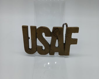 USAF Vereinigte Staaten Luftwaffe Gürtelschnalle aus massivem Messing Block Letters 098 Vintage