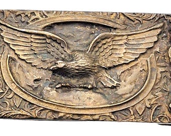 Hebilla de cinturón VINTAGE 1976 Bicentenario ÁGUILA 3D Adezy Denver Bronce 3.75" de largo