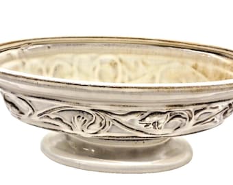 Macetero California Pantry con patas, cerámica clásica, color marfil, 28 cm de largo